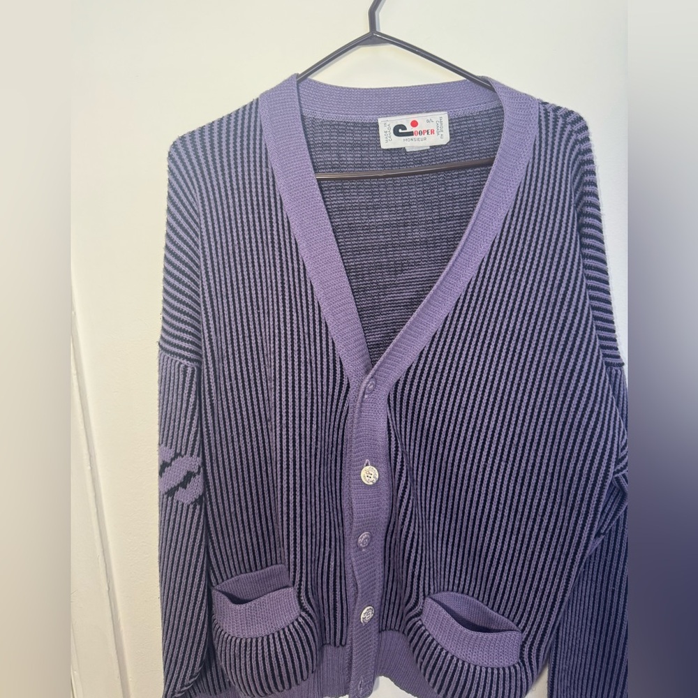 Vintage Coogi Women's Purple Striped Sweater cardigan